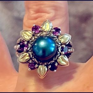 Absolutely gorgeous Barbara Bixby Sterling,18k Gold Blue Pearl & Amethyst.